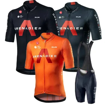 Новый 2023 Ineos Grenadier Team Велоспорт Джерси Комплект Оранжевой Летней Одежды Велосипедная Рубашка Костюм Велосипедный Нагрудник Шорты MTB Одежда Майо Ropa