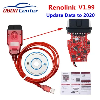 Новый Renolink V1.99 Для Renault Car ECU Tool Автоматический Ключевой Программатор Reno link 1.87 USB OBD2 Диагностический Кабель ECU Сброс Подушки безопасности
