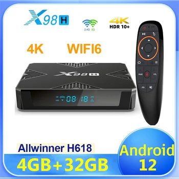 НОВЫЙ X98H Smart TV BOX Android 12 4 ГБ 32 ГБ Allwinner H618 2,4/5G Двойной Wifi6 BT 4K 2G 16G Mali-G31 MP2 Медиаплеер Телеприставка