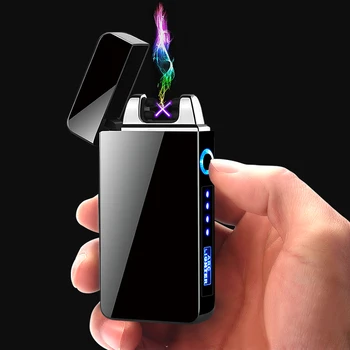НОВЫЙ модный USB-перезаряжаемый электронный прикуриватель, двухдуговая плазменная зажигалка с индикатором заряда батареи