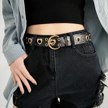 Новый модный женский дизайнерский ремень из искусственной кожи, женский милый черный пояс в стиле харадзюку, Женские брюки, вечернее платье, ремни в виде сердца для джинсов