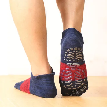 Носки для йоги с полным носком, мужские силиконовые нескользящие носки для пилатеса с пятью пальцами, без носков на щиколотке