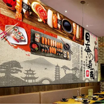 Ностальгический ретро Фон японской суши-кухни, настенная роспись, обои 3D, суши-бар, ресторан изысканной кухни, обои на тему 3D