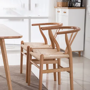 Обеденные стулья в скандинавском стиле со спинкой, минималистичная мебель для столовой, современный ресторанный стул, бытовая Мягкая подушка, деревянный обеденный стул