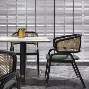 Обеденные стулья из массива ротанга в японском стиле Ретро С одной спинкой Кресло для переговоров в ресторане Мебель для столовой
