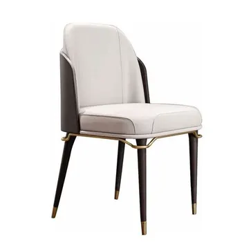 Обеденные стулья со спинкой из массива дерева в скандинавском стиле, легкие, роскошные, из искусственной кожи, минималистичные, современные стулья для переговоров в ресторане отеля