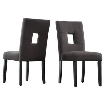 Обеденный приставной стул с мягкой обивкой Chelsea Lane Keyhole, Набор из двух Темно-серых стульев, табуретки для гостиной, белые обеденные стулья