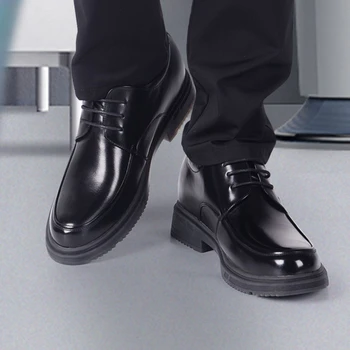 Обувь Невидимого Роста, Мужская Модельная Кожаная Обувь, Увеличивающая Рост на 8 см, Натуральная Кожа Ручной Работы, Британская Деловая Мужская Официальная Обувь Для поездок На работу