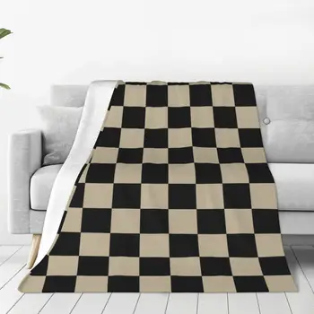Одеяла в шахматном порядке, Фланелевое летнее многофункциональное мягкое одеяло для дома, уличные постельные принадлежности
