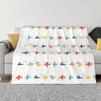 Одеяла с мультяшными самолетами, флисовые Зимние Портативные супер Мягкие одеяла для кровати, автомобильное одеяло