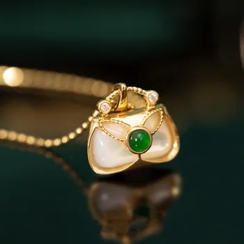 Ожерелье с подвеской в виде изумрудной раковины, женский дизайн, золотая высококачественная цепочка для свитера на ключицах