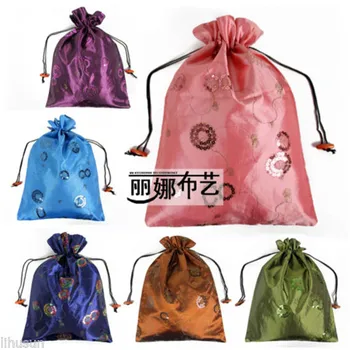 Оптовая Продажа 10шт Китайской Вышивки Блестками Из Цветочной Шелковой Ткани ювелирная сумка