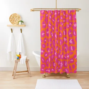 Оранжевыми и розовыми пятнами леопарда печати шаблон душ занавес ванная комната душ занавес ванная комната ткань