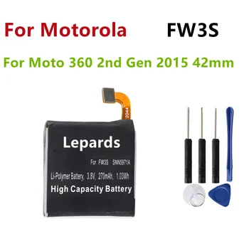 Оригинальный аккумулятор FW3S 360 Sport 360SP для Motorola Moto 360 2nd Gen 2015 42 мм 270 мАч, смарт-часы 360S + Бесплатные инструменты