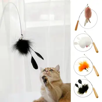 Палочка-дразнилка для кошек, устойчивая к укусам, Гибкая с колокольчиками, Снимающая Скуку, Легкая Интерактивная палочка-дразнилка для кошек, Палочка для домашних животных