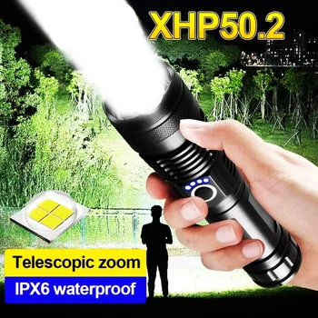 Перезаряжаемый тактический фонарик ZK30 на 10000 люмен, XHP50 LED для пеших прогулок, охоты, кемпинга, аварийных ситуаций, спорта на открытом воздухе