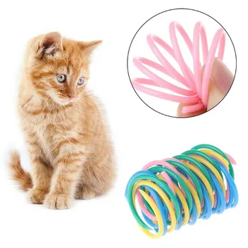 Пластиковая пружинная игрушка для кошек кошачьего цвета, маленький пружинящий игрушечный мяч для кошек, товары для домашних животных