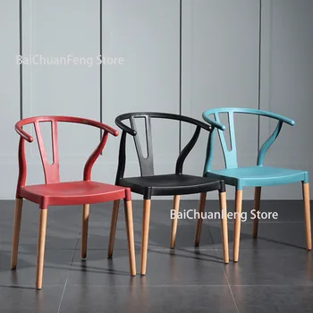 Пластиковый обеденный стул для отдыха в скандинавском стиле, Студенческая столовая, Y-образная спинка, Простой стул для переговоров в кафе, Кухонная мебель