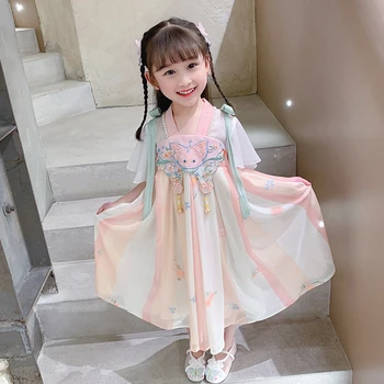 Платье принцессы в этническом стиле для девочек, новые Летние платья с вышивкой LinaBell из милого мультфильма, детская одежда в стиле ретро для выступлений от 3 до 8 лет