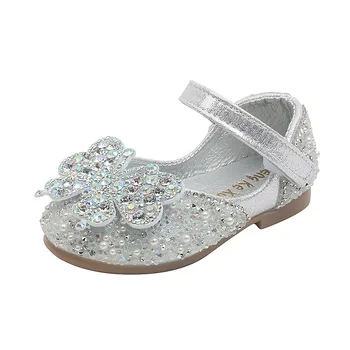 Повседневная обувь CUZULLAA для девочек с блестящими пайетками Для весенних девочек, Элегантные туфли на плоской подошве с бабочкой, Размер 21-36