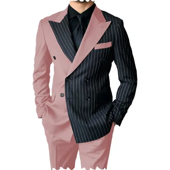 Повседневные костюмы, контрастный мужской костюм из двух предметов, деловое платье, одежда для свадебной церемонии