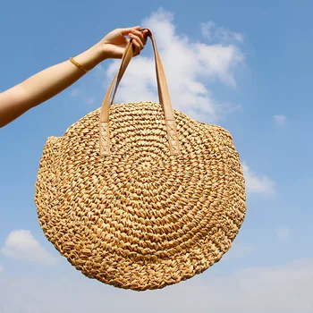Повседневные сумки для летних каникул, Круглый Соломенный Пляж, Винтажный Плетеный круг ручной работы, Ротанговый Чешский carteras para mujer