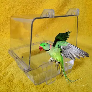 Подвесная домашняя птица Попугай Прозрачная коробка для ванны для купания, инструмент для чистки клетки для ванны
