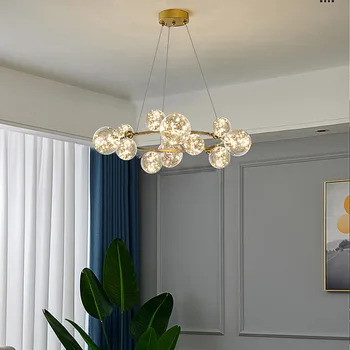 Подвесные светильники Nordic LED, модные лампы для кухни, гостиной, спальни, подвесной светильник со стеклянным шаром, освещение для украшения помещений