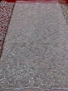 Популярная кружевная ткань из бисера С вышивкой пайетками Французская сетчатая пряжа Африканское нигерийское кружево для свадебных вечерних платьев