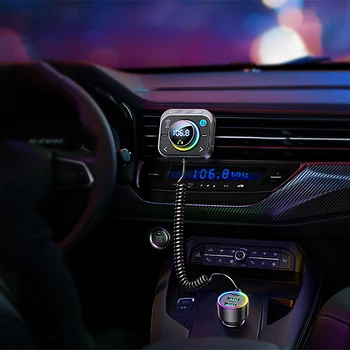 Портативный автомобильный адаптер, передатчик, громкая связь, FM-передатчик, приемник, автомобильный радиопередатчик, совместимый с Bluetooth, автомобильный комплект