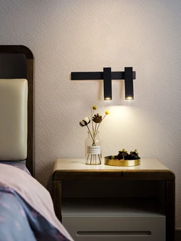 Прикроватный настенный светильник, минималистичный алюминиевый поворотный корпус, простые современные светодиодные лампы, креативный настенный светильник для спальни и кабинета
