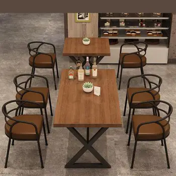 Промышленный ветряной барный стол и стул из массива дерева в стиле ретро, железная кофейня, стол и стул для молочного чая, прозрачный бар-ресторан