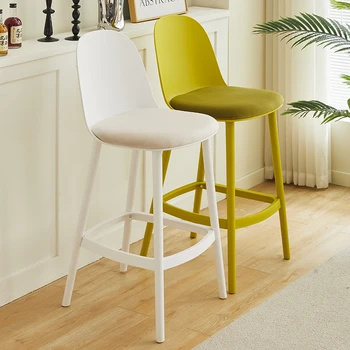 Простой пластиковый стульчик для кормления в стиле Ins, скандинавский барный стул со спинкой, бытовой Высокий табурет, креативные барные стулья из фланелевой ткани