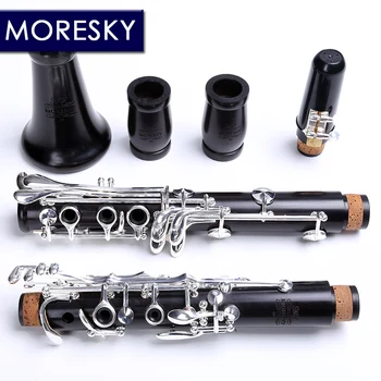 Профессиональный кларнет MORESKY из черного дерева Bb tone 17/18 Клавиш, Посеребренный Grenadilla из массива дерева Sib Klarnet M9