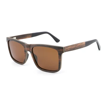 Прямая поставка поляризованные солнцезащитные очки Мужские коричневые Простые прямоугольные деревянные солнцезащитные очки с логотипом