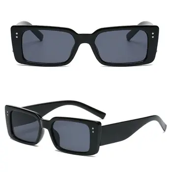 Прямоугольные солнцезащитные очки для женщин, черные, ретро-оттенки 90-х, Модные солнцезащитные очки Y2K, Винтажная маленькая оправа, простые модные солнцезащитные очки