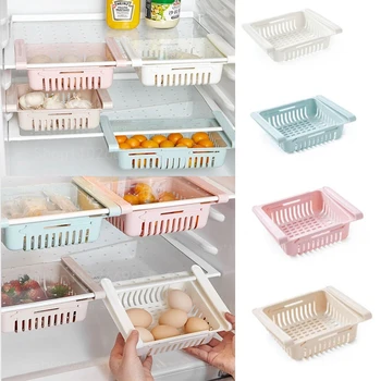 Регулируемый ящик для хранения холодильника Пластиковый органайзер для холодильника, полка для контейнеров, Лотки для фруктов, яиц, Кухонные принадлежности