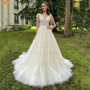 Роскошное Свадебное платье с бисером цвета Слоновой кости 2021, свадебные платья с открытой спиной, Сшитое на заказ, Придворное платье robe de mariée, vestido de noiva princesa
