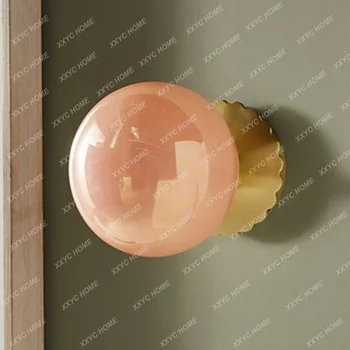 Роскошное стеклянное настенное бра американского дизайнера в стиле постмодерн, Розовое Прикроватное украшение для спальни, светодиодные светильники, потолочный светильник в проходе.