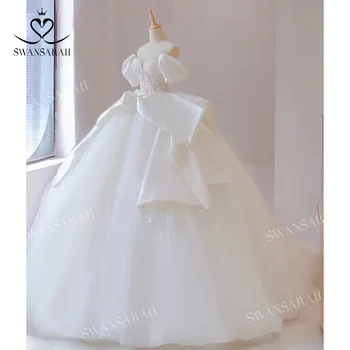 Свадебное платье с открытыми плечами 2023 Бальное платье невесты с бисером Придворный шлейф Принцесса Свансара XH210 Плюс Размер Vestido De Novia