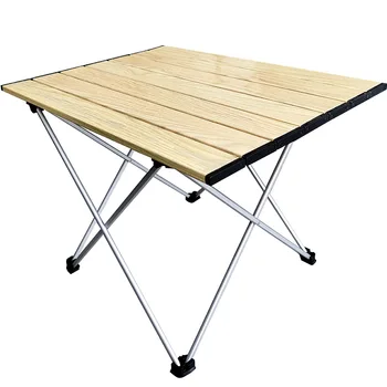 Сверхлегкий компактный складной стол для кемпинга с сумкой для переноски (Wood Grain - M)