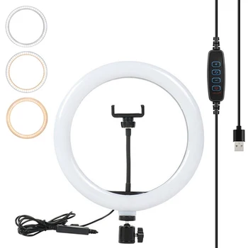 Светодиодная кольцевая лампа для селфи с регулируемой яркостью для фотосъемки с зажимом для телефона, USB-разъем для видео Tiktok Youtube, заполняющая лампа для фотостудии