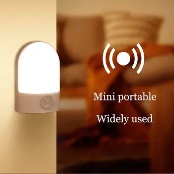 Светодиодный беспроводной ночник с датчиком движения, мини-умный ночник, настенный светильник, кухонный шкаф, шкаф для спальни, осветительная лампа