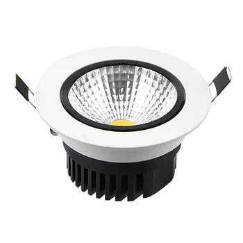 Светодиодный светильник с регулируемой яркостью AC110V 220V Встраиваемый COB светодиодный точечный светильник мощностью 5 Вт, 7 Вт, 9 Вт, 12 Вт, Потолочный светильник для ванной комнаты, кухни, аэрокосмического алюминия
