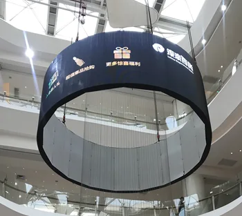 Светодиодный экран торгового центра, Круглый светодиодный экран для рекламы на 360 градусов, гибкий светодиодный экран