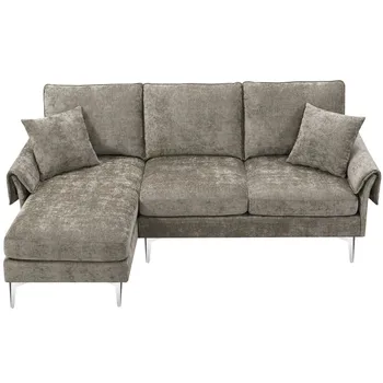 Секционный диван-трансформер, современный Г-образный диван из синели, диван-кушетка с раскладным шезлонгом, подходит для гостиной, квартиры