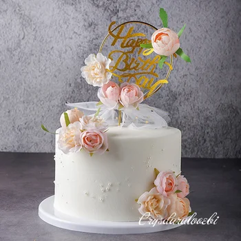 Силиконовая модель торта Имитация цветов розы Торт 6/8 дюймов Искусственный Искусственный торт Украшение витрины Кондитерской Образец Показать Модель