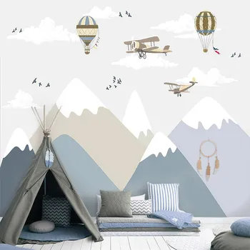 Скандинавский современный мультфильм для детей гора на воздушном шаре 3D индивидуальные обои для спальни гостиной диван ТВ фон стены