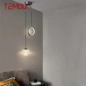 Современная Черная медная люстра TEMOU LED 3 цвета, простая креативная декоративная подвесная лампа для дома, спальни