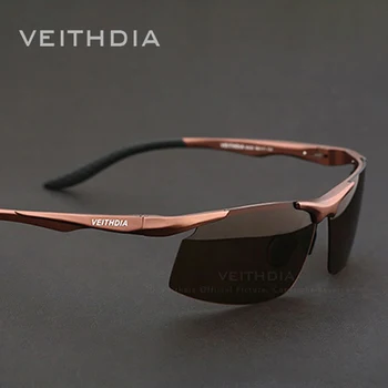 Солнцезащитные очки VEITHDIA Алюминиевые Мужские Поляризованные линзы UV400 Прямоугольные Солнцезащитные очки для вождения и рыбалки Без оправы Спортивные очки для мужчин 6535